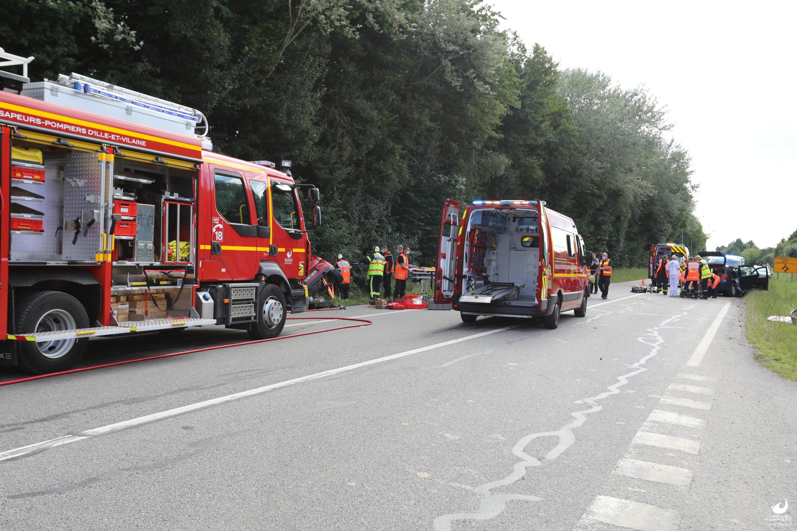 Accident à Noyal Châtillon sur Seiche le 28 juillet 2021 SDIS 35