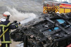 Feu de bateaux à Saint-Malo le 30 avril 2017